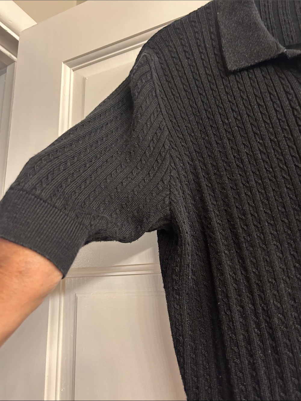 Lauren Ralph Lauren Charcoal Cable-Knit Polo - Picture 3 of 3